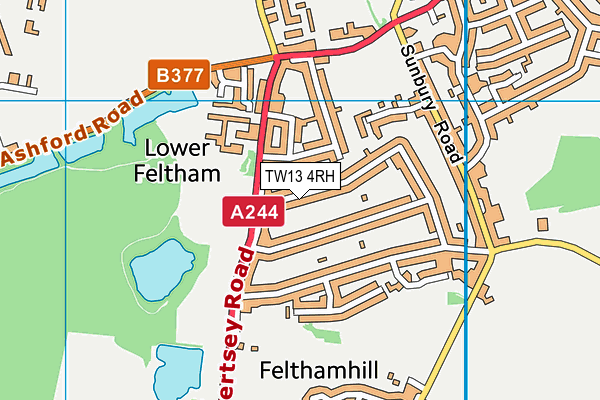 TW13 4RH map - OS VectorMap District (Ordnance Survey)