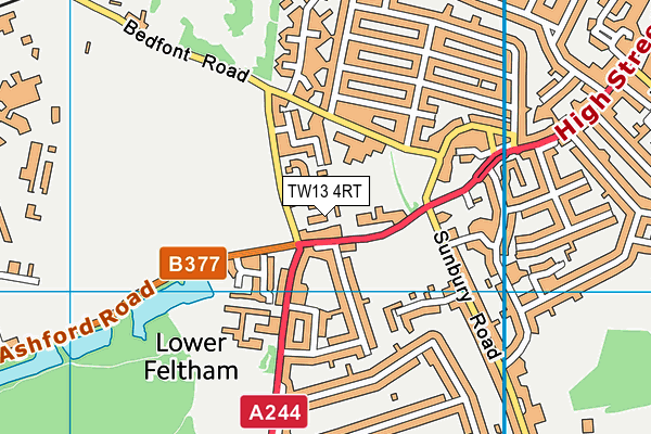 TW13 4RT map - OS VectorMap District (Ordnance Survey)