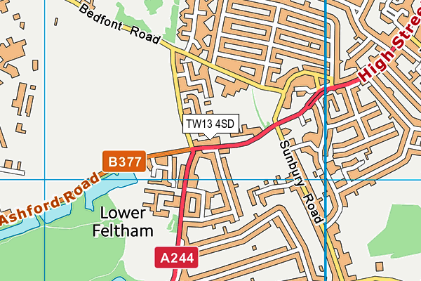 TW13 4SD map - OS VectorMap District (Ordnance Survey)