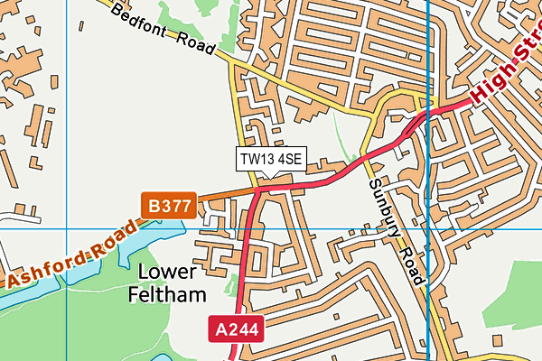 TW13 4SE map - OS VectorMap District (Ordnance Survey)