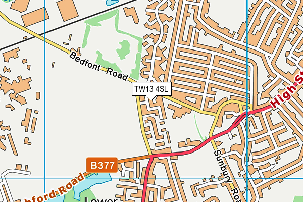 TW13 4SL map - OS VectorMap District (Ordnance Survey)