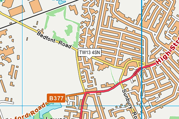 TW13 4SN map - OS VectorMap District (Ordnance Survey)
