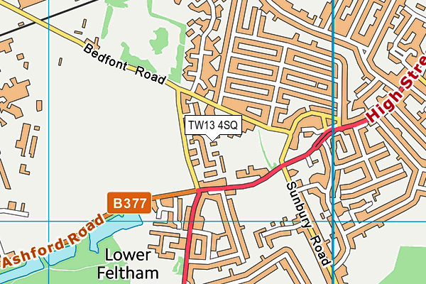 TW13 4SQ map - OS VectorMap District (Ordnance Survey)