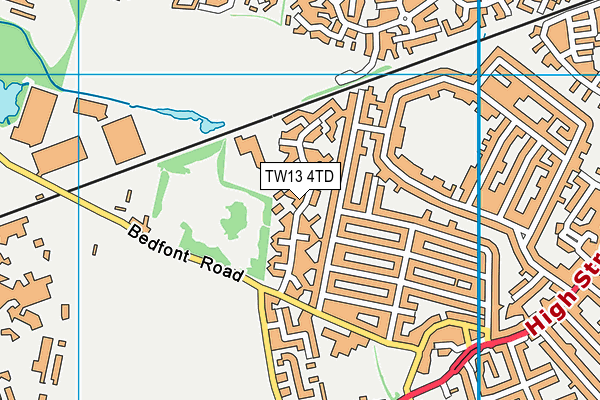 TW13 4TD map - OS VectorMap District (Ordnance Survey)