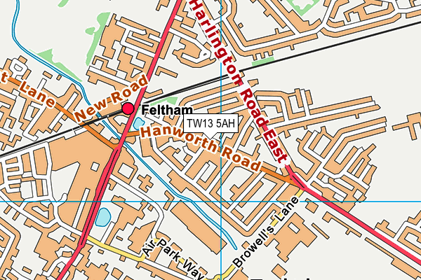 TW13 5AH map - OS VectorMap District (Ordnance Survey)