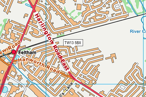 TW13 5BX map - OS VectorMap District (Ordnance Survey)