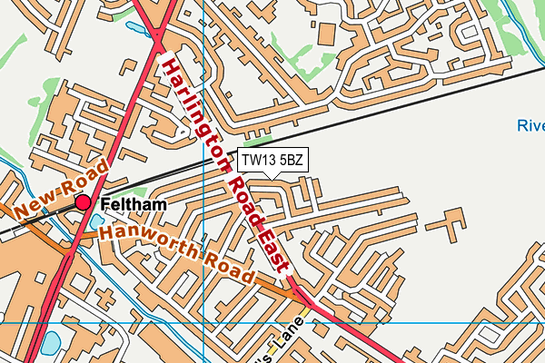 TW13 5BZ map - OS VectorMap District (Ordnance Survey)