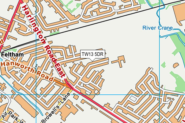TW13 5DR map - OS VectorMap District (Ordnance Survey)