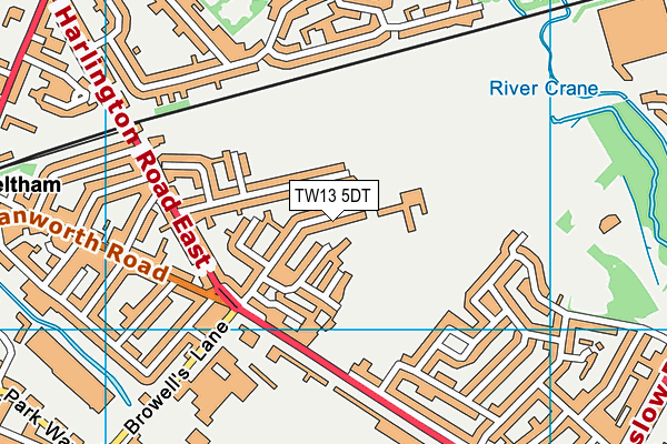 TW13 5DT map - OS VectorMap District (Ordnance Survey)