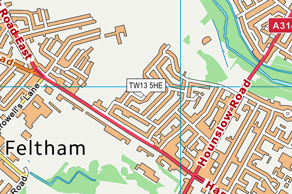 TW13 5HE map - OS VectorMap District (Ordnance Survey)