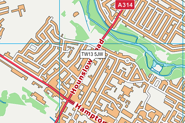 TW13 5JW map - OS VectorMap District (Ordnance Survey)