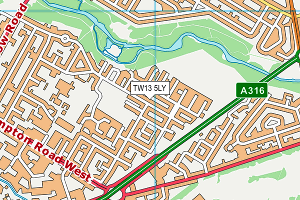 TW13 5LY map - OS VectorMap District (Ordnance Survey)