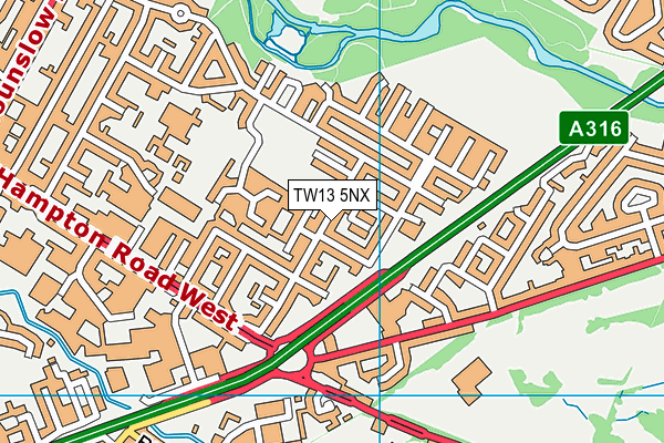 TW13 5NX map - OS VectorMap District (Ordnance Survey)