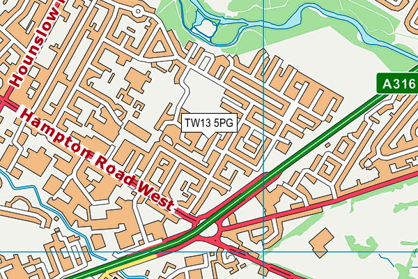 TW13 5PG map - OS VectorMap District (Ordnance Survey)