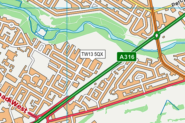 TW13 5QX map - OS VectorMap District (Ordnance Survey)