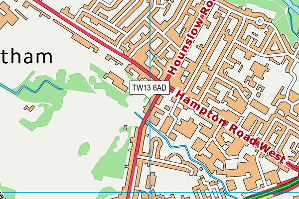 TW13 6AD map - OS VectorMap District (Ordnance Survey)