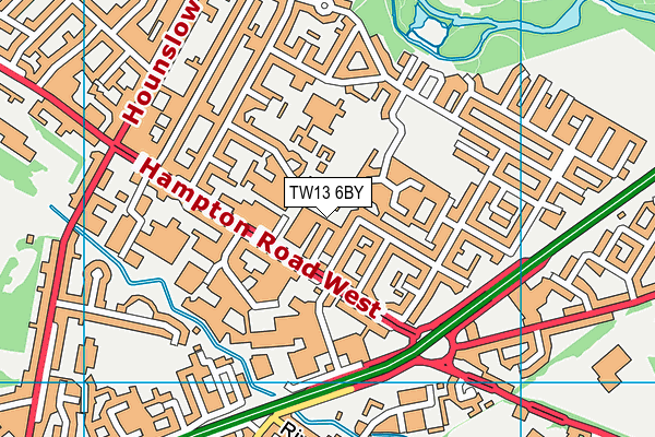 TW13 6BY map - OS VectorMap District (Ordnance Survey)