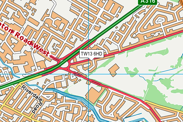 TW13 6HD map - OS VectorMap District (Ordnance Survey)