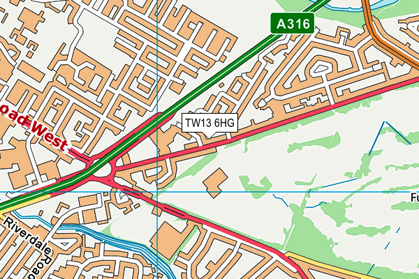 TW13 6HG map - OS VectorMap District (Ordnance Survey)