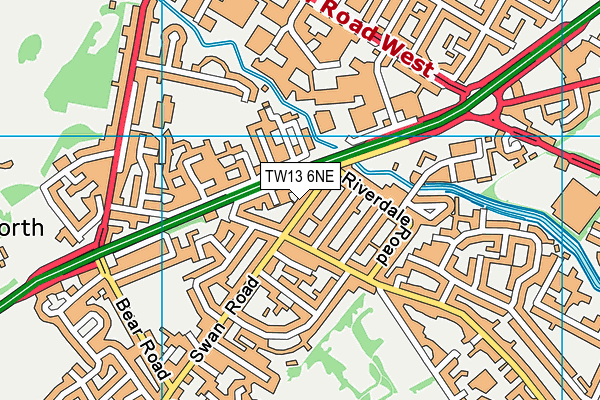 TW13 6NE map - OS VectorMap District (Ordnance Survey)