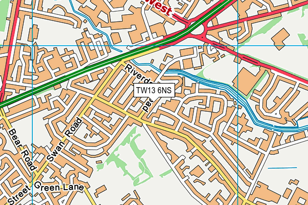 TW13 6NS map - OS VectorMap District (Ordnance Survey)