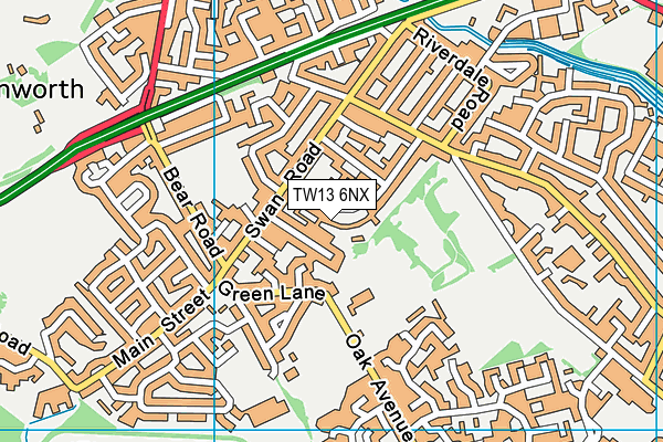 TW13 6NX map - OS VectorMap District (Ordnance Survey)