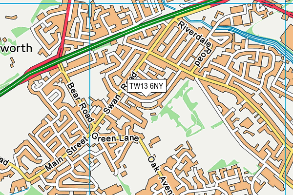 TW13 6NY map - OS VectorMap District (Ordnance Survey)