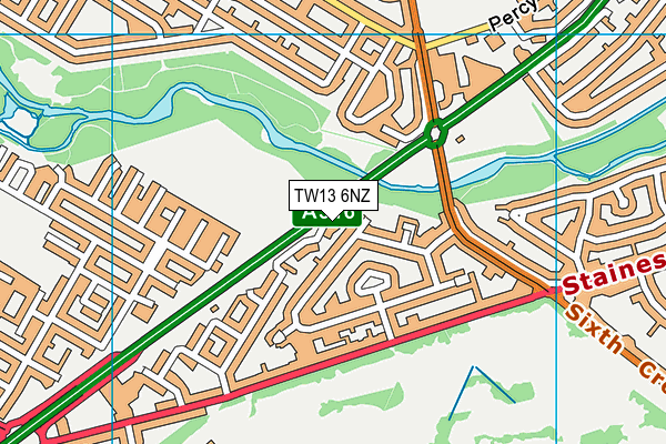 TW13 6NZ map - OS VectorMap District (Ordnance Survey)