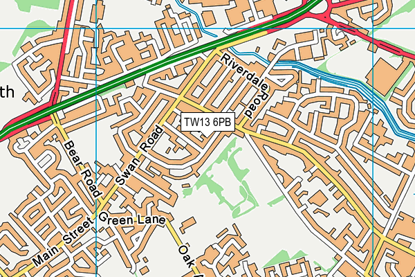 TW13 6PB map - OS VectorMap District (Ordnance Survey)