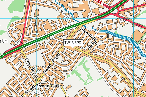 TW13 6PD map - OS VectorMap District (Ordnance Survey)