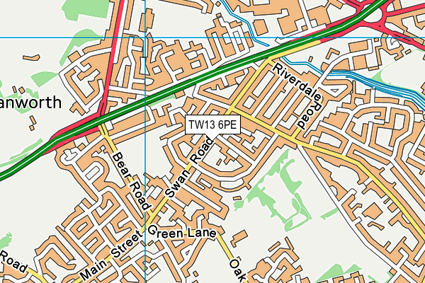 TW13 6PE map - OS VectorMap District (Ordnance Survey)