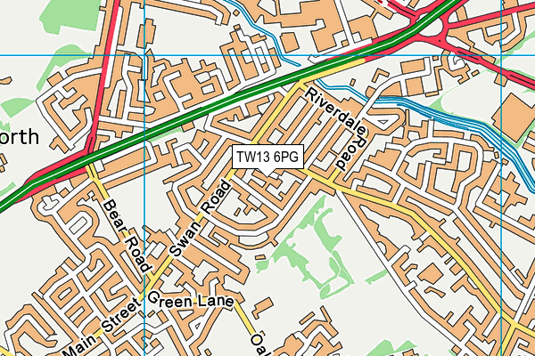 TW13 6PG map - OS VectorMap District (Ordnance Survey)