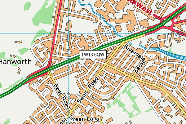 TW13 6QW map - OS VectorMap District (Ordnance Survey)