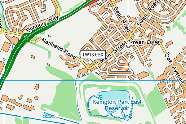 TW13 6SX map - OS VectorMap District (Ordnance Survey)