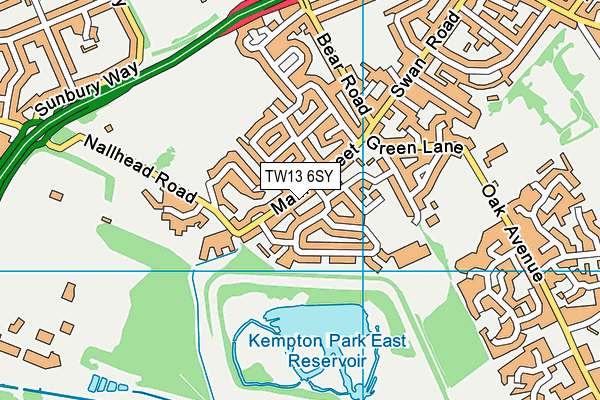 TW13 6SY map - OS VectorMap District (Ordnance Survey)
