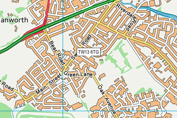 TW13 6TG map - OS VectorMap District (Ordnance Survey)
