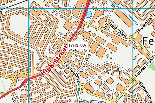 TW13 7AA map - OS VectorMap District (Ordnance Survey)