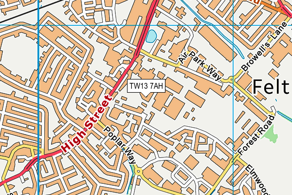 Elmwood Avenue Sports Ground map (TW13 7AH) - OS VectorMap District (Ordnance Survey)