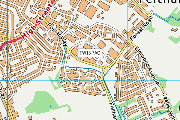 TW13 7AQ map - OS VectorMap District (Ordnance Survey)