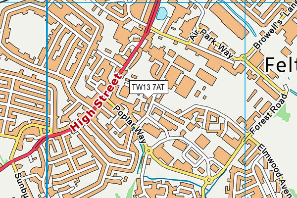 TW13 7AT map - OS VectorMap District (Ordnance Survey)