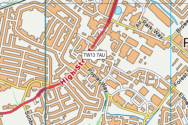 TW13 7AU map - OS VectorMap District (Ordnance Survey)