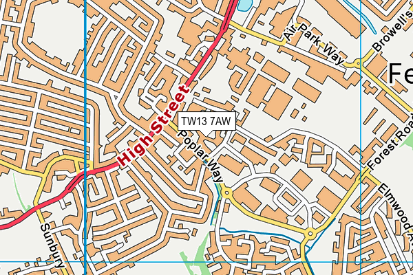 TW13 7AW map - OS VectorMap District (Ordnance Survey)