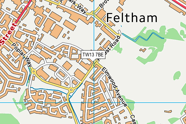 TW13 7BE map - OS VectorMap District (Ordnance Survey)