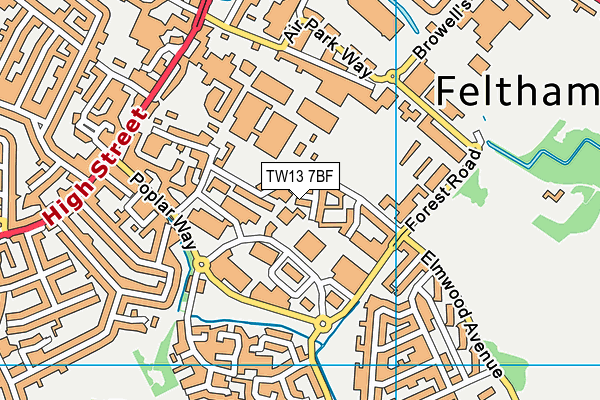 TW13 7BF map - OS VectorMap District (Ordnance Survey)