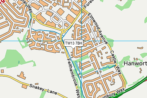 TW13 7BH map - OS VectorMap District (Ordnance Survey)