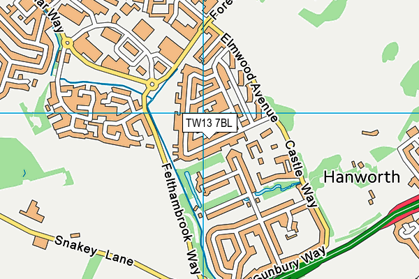 TW13 7BL map - OS VectorMap District (Ordnance Survey)