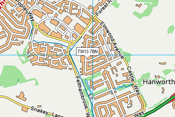 TW13 7BN map - OS VectorMap District (Ordnance Survey)