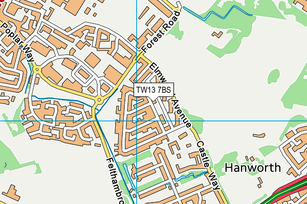 TW13 7BS map - OS VectorMap District (Ordnance Survey)