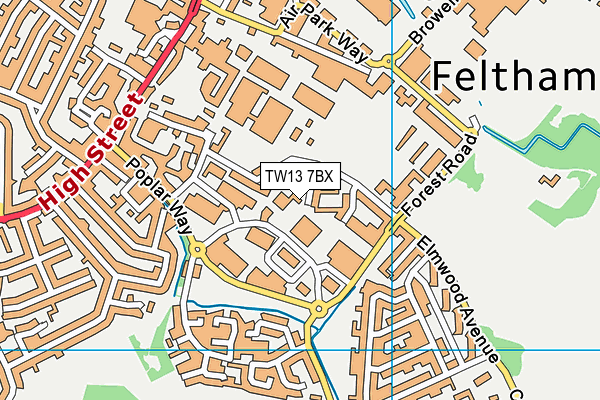 TW13 7BX map - OS VectorMap District (Ordnance Survey)
