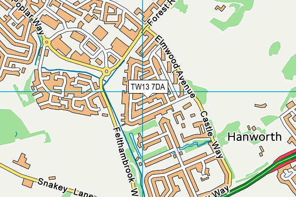 TW13 7DA map - OS VectorMap District (Ordnance Survey)